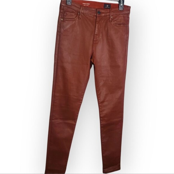AG Adriano Goldschmied Farrah Skinny High-Rise Coated Red Pants Size 28 - Picture 2 of 9